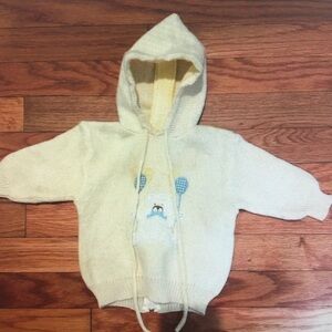 Adorable Cream Hooded Baby Sweater